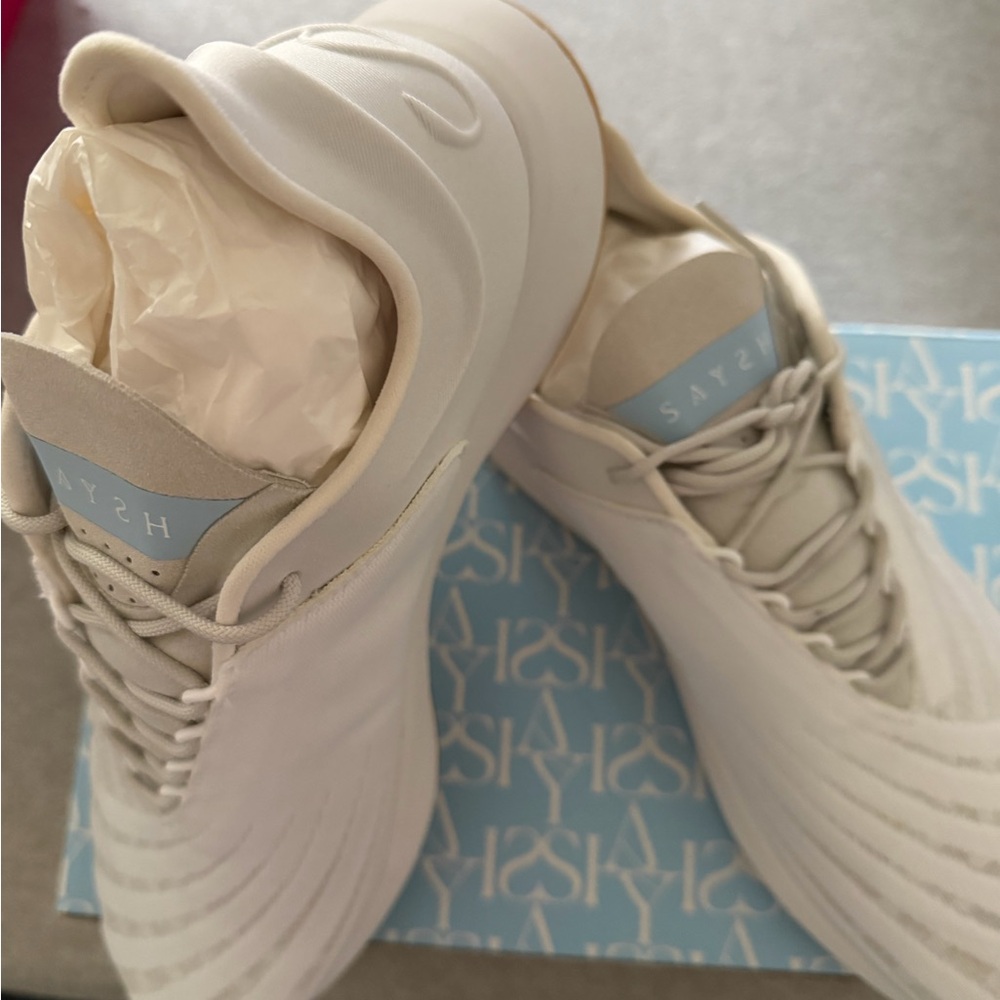 SAYSH Women's White Athletic Shoes - Picture 2 of 7